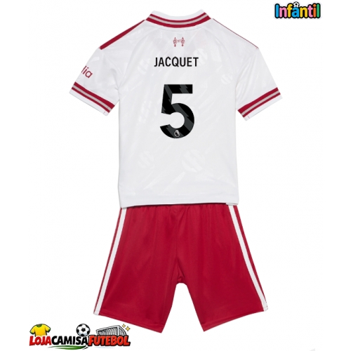 Camisa de Futebol Liverpool Jeremy Jacquet #5 Equipamento Secundário Infantil 2026-27 Manga Curta (+ Calças curtas)
